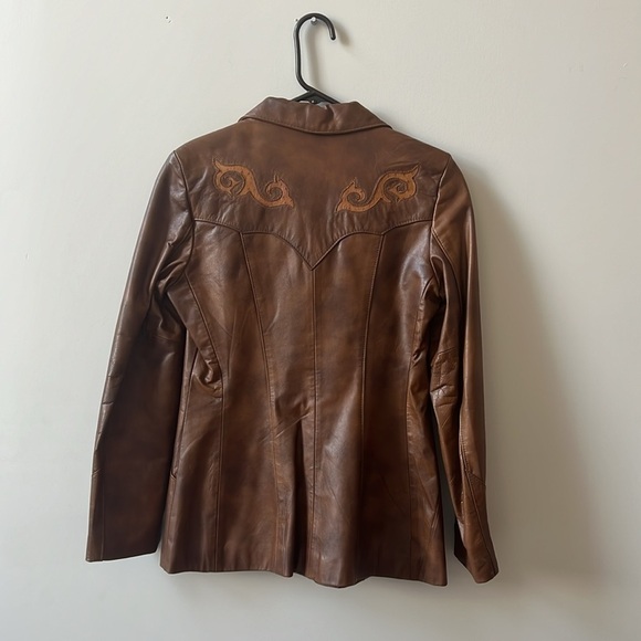Vintage Brown Leather Blazer, Altman of Dallas - Picture 2 of 6